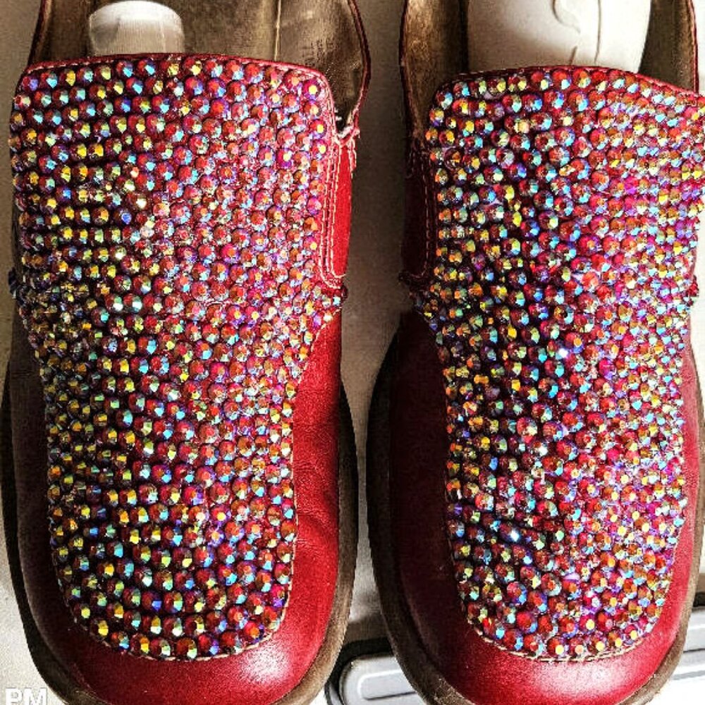 Red Leather Anne Klein Mules